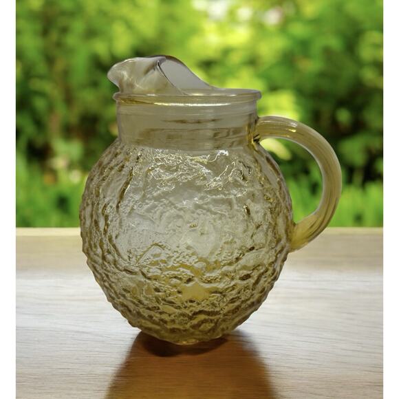 Vintage Anchor Hocking Fairfield Starburst Amber Glass Pitcher - Picture 1 of 9